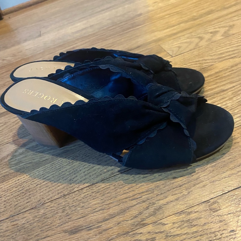 Jack Rogers Holly Black Suede Mules